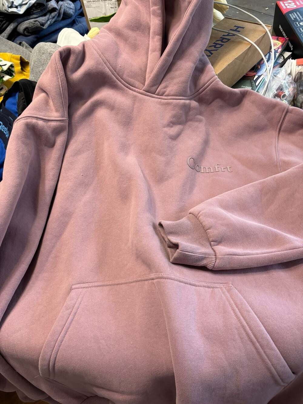 Comfrt Hoodie Dusty Pink Fleece Pullover Sweatshirt Size S